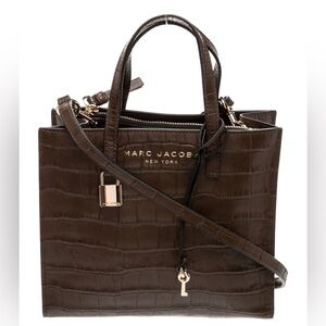 Marc Jacobs The Grind Mini Tote Croc-Embossed – Dark Brown